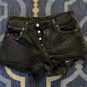Black Levi Strauss High Waisted Cut Off Shorts